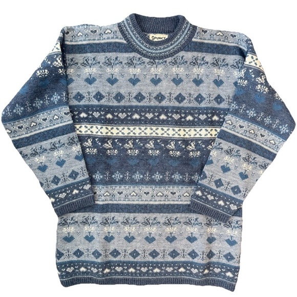 Spunky Sweaters - Vintage Spunky Women’s Cottagecore Sweater Sz S Made In USA 80's Hearts Granny